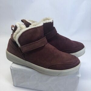 Ryka Valee Womens Burgundy Suede Faux Fur Lined‎ Bootie Sneaker Shoes Size 10W
